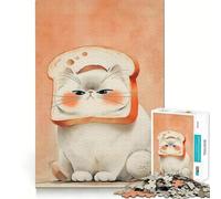 Rompecabezas para Adultos de 1000 Piezas Gato con Sombrero de Rebanada de Pan Tostado,Piezas de Corte preciso,Juguete Divertido para Resolver Problemas,Tiempo Libre,decoración de cumpleaños,Regalo