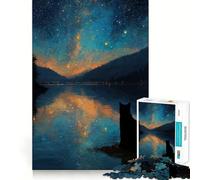 Rompecabezas para Adultos de 1000 Piezas Gato contemplando un Lago Estrellado Juego de lógica con Piezas de Ajuste preciso Divertido y Acogedor Regalo Ideal para cumpleaños (38x52cm)