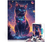 Rompecabezas para Adultos de 1000 Piezas Gato cósmico Madera,para Mayores de 14 años Jugar Juguetes con póster y Hoja de Preguntas a Juego。tamaño:50x75cm/19.68x29.52pulgada