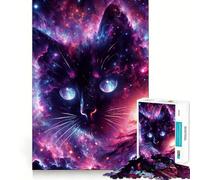 Rompecabezas para Adultos de 1000 Piezas,Gato cósmico Negro,Corte preciso,Divertido,Actividad Mental Inteligente,Tiempo de Ocio,Regalo de cumpleaños para Aficionados 50x75cm