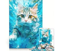 Rompecabezas para Adultos de 1000 Piezas: Gato Curioso, Arte Submarino, Juguete Educativo, para Pasar el Tiempo en casa, Regalo de cumpleaños, Regalos 38x52cm