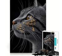 Rompecabezas para Adultos de 1000 Piezas Gato de Bengala con Marcas Doradas,Piezas de Corte Limpio,Juego de lógica,Divertido Juguete para el Tiempo Libre,decoración navideña,Regalo (38x52cm)