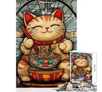 Rompecabezas para Adultos de 1000 Piezas Gato de la Suerte Ramen Japón Juego Imposible Pero Divertido y con Humor Juguete Educativo Regalos para Amigos y Familiares (52x38cm)