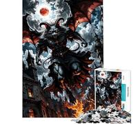 Rompecabezas para Adultos de 1000 Piezas Gato Demonio Alado sobre una Ciudad en Llamas Rompecabezas antiestrés para Adultos Divertido y Original cumpleaños (tamaño 38x26cm)