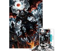 Rompecabezas para Adultos de 1000 Piezas Gato Demonio Alado sobre una Ciudad en Llamas Rompecabezas antiestrés para Adultos Divertido y Original cumpleaños (tamaño 50x75cm)