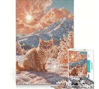 Rompecabezas para Adultos de 1000 Piezas Gato Dorado en un Brillante país de Las Maravillas Invernal, Juguetes para armar, desafiante de completar, colección de Artistas, Bellas Artes 50x75cm