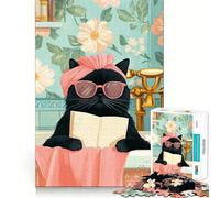 Rompecabezas para Adultos de 1000 Piezas Gato en la bañera con Libro Juego de lógica con Piezas de Ajuste preciso Divertido y Acogedor Regalo Ideal para cumpleaños (38x26cm)