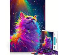 Rompecabezas para Adultos de 1000 Piezas Gato en un Castillo,Fiesta Rave,Arte de Corte preciso,Juego cognitivo,Juguete,Tiempo de Juego Relajante,Arte de Pared navideño (50x75cm)