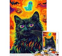Rompecabezas para Adultos de 1000 Piezas Gato Fantasma y Calabazas de Halloween Un Juego Imposible Pero Divertido y con Humor Juguete Educativo Ideal para Regalar a Amigos y Familiares (52x38cm)