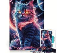 Rompecabezas para Adultos de 1000 Piezas Gato Galaxia,Arte de Borde Exacto,Juguete de Habilidad Creativa,Juego para Momentos Acogedores,Pieza de Arte Navideña (38x26cm)