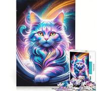 Rompecabezas para Adultos de 1000 Piezas Gato mágico en el Espacio galáctico decoración de Pared Regalo de cumpleaños para Fortalecer el Amor Entre Parejas 50x75cm