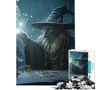 Rompecabezas para Adultos de 1000 Piezas Gato Mago lanzando un Hechizo Juego de ingenio Juguete Intelectual Gran Regalo para quienes Buscan Juegos Que mejoren la Memoria (Tamaño 38x26cm)