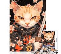 Rompecabezas para Adultos de 1000 Piezas Gato MAU Egipcio samurái con Espada Juego Familiar decoración del hogar Juguetes DIY para Mejorar el Amor Entre Parejas (38x52cm)