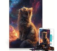 Rompecabezas para adultos de 1000 piezas Gato mirando las estrellas Juego de ajuste preciso Juguete inteligente para el cerebro Tiempo libre Regalo de cumpleaños para el desarrollo de la mente 38x26cm