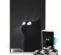 Rompecabezas para Adultos de 1000 Piezas: Gato Negro Curioso, Juego Educativo, dificultad Alta, cumpleaños y Navidad 38x52cm