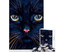 Rompecabezas para Adultos de 1000 Piezas Gato Negro en Primer Plano Juguete Educativo Regalo de cumpleaños para Juego Educativo Mejora el Amor Entre Parejas tamaño 38x52cm