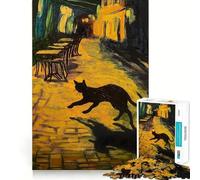 Rompecabezas para Adultos de 1000 Piezas Gato Negro en un callejón,Juego de lógica con Piezas Ajustadas,diversión acogedora,Regalo de cumpleaños (50x75cm)