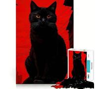 Rompecabezas para Adultos de 1000 Piezas Gato Negro sobre Fondo Urbano Rojo Diseño nítido y Divertido Ideal para Relajarse y Disfrutar de un rato de Juego Tranquilo Navidad