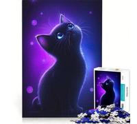 Rompecabezas para Adultos de 1000 Piezas Gato neón Mirando Las Estrellas Juego práctico desafiante de completar colección de Artistas Bellas Artes 38x52cm