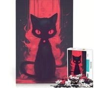 Rompecabezas para Adultos de 1000 Piezas: Gato Oscuro y anormal, Juego Imposible, Mejora la Memoria, con Piezas de Formas aleatorias Que encajan Perfectamente 38x26cm