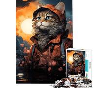 Rompecabezas para Adultos de 1000 Piezas Gato Pescador en un Lago Difícil y desafiante Regalo Ideal para Mujeres Juguete Decorativo para Pared para Mayores de 14 años Juego 50x75cm