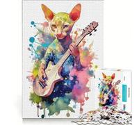 Rompecabezas para Adultos de 1000 Piezas Gato Peterbald Acuarelas Juegos relajantes para desestresar la Mente Regalo de cumpleaños Regalos de Viaje 38x52cm