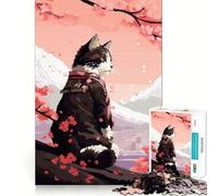 Rompecabezas para Adultos de 1000 Piezas,Gato Sakura,Arte pixelado japonés,Arte de Corte Fino,Juego para estimular la Mente,Juego para Momentos de Tranquilidad, (50x75cm)