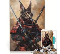 Rompecabezas para Adultos de 1000 Piezas Gato Samurai de Manc Juego Imposible Mejora la Memoria con Piezas de Formas aleatorias Que encajan Perfectamente 38x52cm