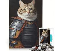 Rompecabezas para Adultos de 1000 Piezas: Gato samurái japonés, decoración de Pared, decoración, póster y Hoja de curiosidades a Juego 50x75cm