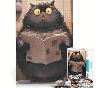 Rompecabezas para Adultos de 1000 Piezas Gato sorprendido Leyendo el periódico Juego práctico para Pasar el Tiempo en casa Durante Las Vacaciones y Fortalecer el Amor en Pareja 38x26cm