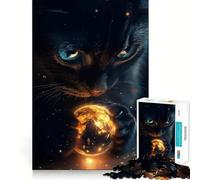 Rompecabezas para Adultos de 1000 Piezas Gato sosteniendo la Tierra,Piezas de Ajuste, Juego de lógica,diversión acogedora,Regalo de cumpleaños (38x52cm)