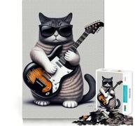 Rompecabezas para Adultos de 1000 Piezas Gato Tocando la Guitarra,articulaciones Suaves,Divertido para Resolver Problemas,Juego Casual,Ideal para cumpleaños,Arte y Entretenimiento (50x75cm)