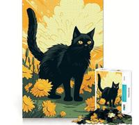Rompecabezas para Adultos de 1000 Piezas Gato y Flor Juego de lógica con Piezas de Ajuste preciso Divertido y Acogedor Regalo Ideal para cumpleaños (38x26cm)