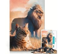 Rompecabezas para Adultos de 1000 Piezas Gato y León Majestuoso Juego de Ajuste preciso Juguete Inteligente para ejercitar la Mente Tiempo Libre Regalo Ideal para cumpleaños (50x75cm)