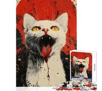 Rompecabezas para Adultos de 1000 Piezas Gatos agresivos con Sangre Juguetes de Bricolaje Gran Regalo para Juegos Juegos relajantes interacción Entre Padres e Hijos tamaño 38x26cm