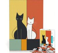 Rompecabezas para Adultos de 1000 Piezas Gatos Blancos y Negros Lean on Me Apóyate en mí, Juegos relajantes, ejercita tu Cerebro y Tus Manos, cumpleaños y Navidad 38x52cm
