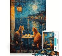 Rompecabezas para Adultos de 1000 Piezas Gatos,Café,Cita,Corte Premium,Juguete Inteligente para el Cerebro,Tiempo de Diversión, (50x75cm)