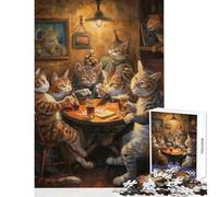 Rompecabezas para Adultos de 1000 Piezas Gatos Cerveza en una Taberna Juguetes antiestrés Regalos para el Amigo Invisible Juego práctico Lista de Deseos con Papá Noel Tamaño 38x52cm