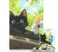 Rompecabezas para Adultos de 1000 Piezas: Gatos Curiosos en un tejado Juego práctico con Corte de precisión cumpleaños 50x75cm