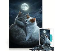 Rompecabezas para Adultos de 1000 Piezas Gatos Enamorados,diseño de Corte Fino,Actividad para la Mente,Tiempo de Paz,Juego,decoración navideña (50x75cm)