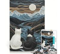Rompecabezas para Adultos de 1000 Piezas: Gatos Junto al Lago Juego práctico, Actividades Divertidas para Hacer en casa Un Regalo Ideal para los Amantes de los Juegos 50x75cm