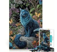 Rompecabezas para Adultos de 1000 Piezas Gatos y Mariposas en un jardín Floral Juego de Arte y Desarrollo Mental Ideal para Relajarse,Jugar y Disfrutar en cumpleaños (50x75cm)