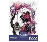 Rompecabezas para Adultos De 1000 Piezas Geisha Cherry Blossom 2 Rompecabezas para Adultos Juegos Relajantes Decoración del Hogar Desafío Educativo 52x38cm/1000pcs
