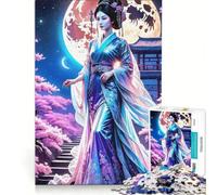 Rompecabezas para Adultos de 1000 Piezas Geisha Fantasía Noche Japonesa, Juego Educativo, Diversión en Casa, Ideal para Cumpleaños y Navidad 38x26cm