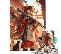 Rompecabezas para Adultos de 1000 Piezas Geisha guardiana Felina Rompecabezas de 1000 Piezas Juguete para decoración de Pared análisis y lógica cumpleaños (38x26cm)