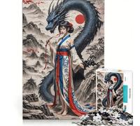 Rompecabezas para Adultos de 1000 Piezas Geisha, la susurradora de Dragones Juegos Divertidos, Actividades Familiares, cumpleaños y Navidad 50x75cm