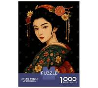Rompecabezas para Adultos De 1000 Piezas Geisha Portrait with Floral Kimono Rompecabezas para Adolescentes Juguetes Antiestrés Desafío Difícil Cumpleaños 38x26cm/1000pcs