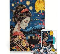 Rompecabezas para Adultos de 1000 Piezas Geisha Vangogh japonés, Juguetes antiestrés, interacción Entre Padres e Hijos, cumpleaños 38x52cm