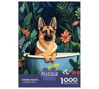 Rompecabezas para Adultos De 1000 Piezas German Shepherd in A Bathub Rompecabezas para Adultos Juguete Decoración De Pared Difícil Difícil para Cumpleaños, Navidad 52x38cm/1000pcs