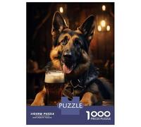 Rompecabezas para Adultos De 1000 Piezas German Shepherd Pint Beer Rompecabezas Práctico Juego Regalo De Cumpleaños Cumpleaños Y Navidad 52x38cm/1000pcs